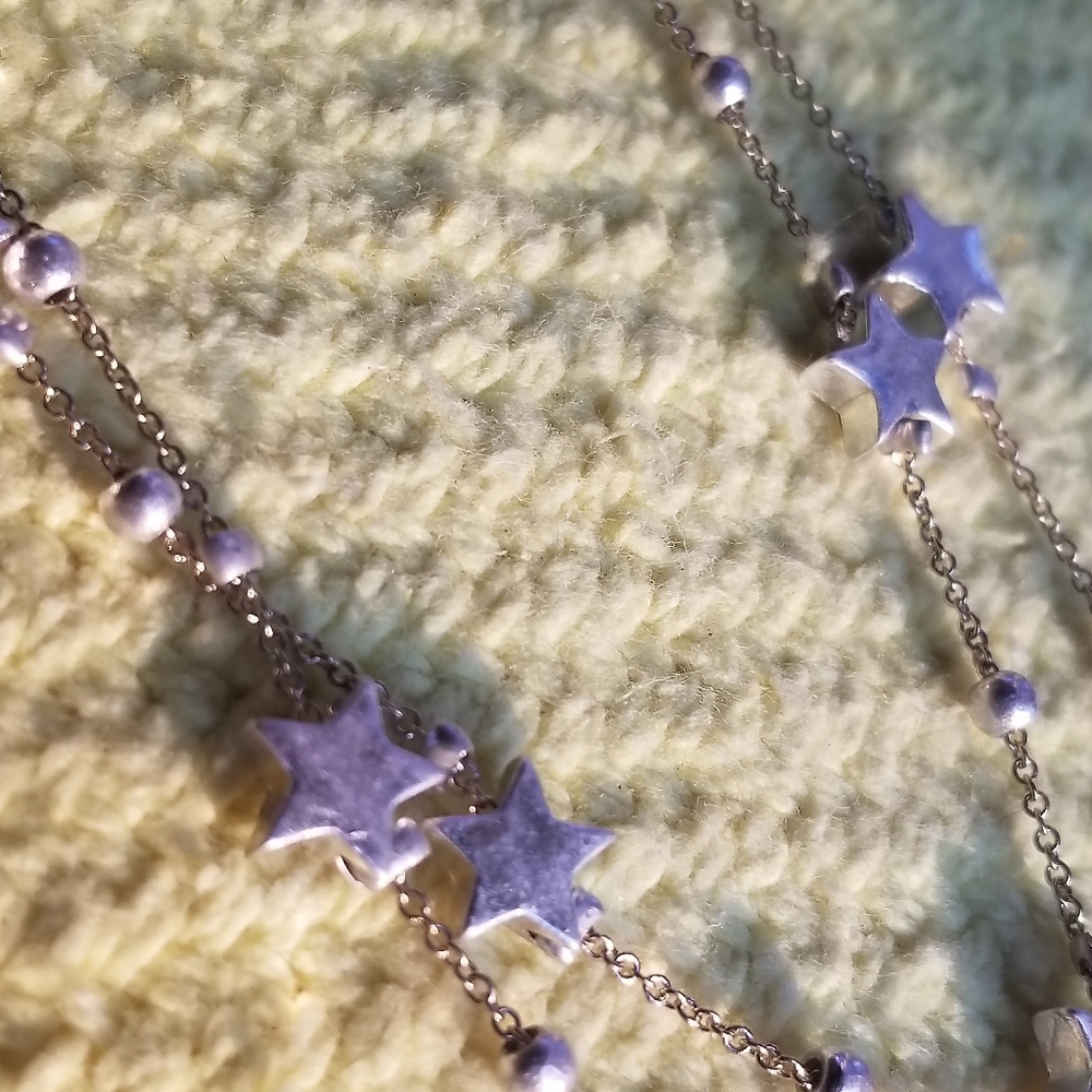 Starry Skies Goldtone Necklace with Silvertone Stars - Picture 4 of 6